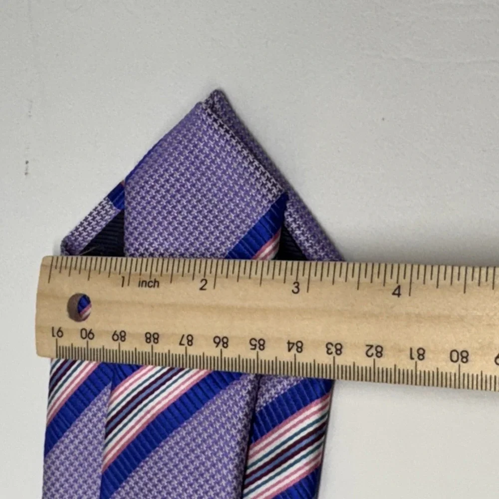 Charles Tyrwhitt Mens Silk Tie Lavender Purple Blue Pink‎ Repp Striped Classic